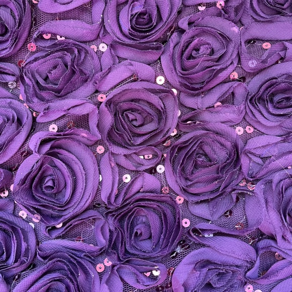 Unique Purple Party Dress With Roses - Picture 3 of 4
